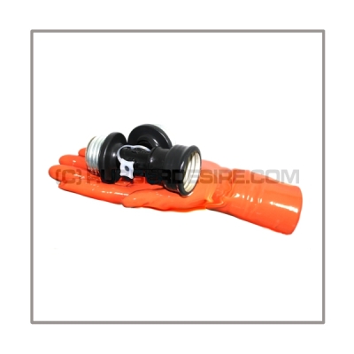 Gasmask-t-joint T-TUBE with gasmask-connector-threads 1 x female and 2 x male angled plus a lockable breathing reduction vent